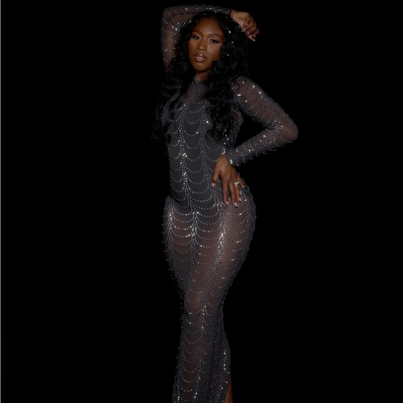 Black Rhinestone Dress. - Picture 1 of 7